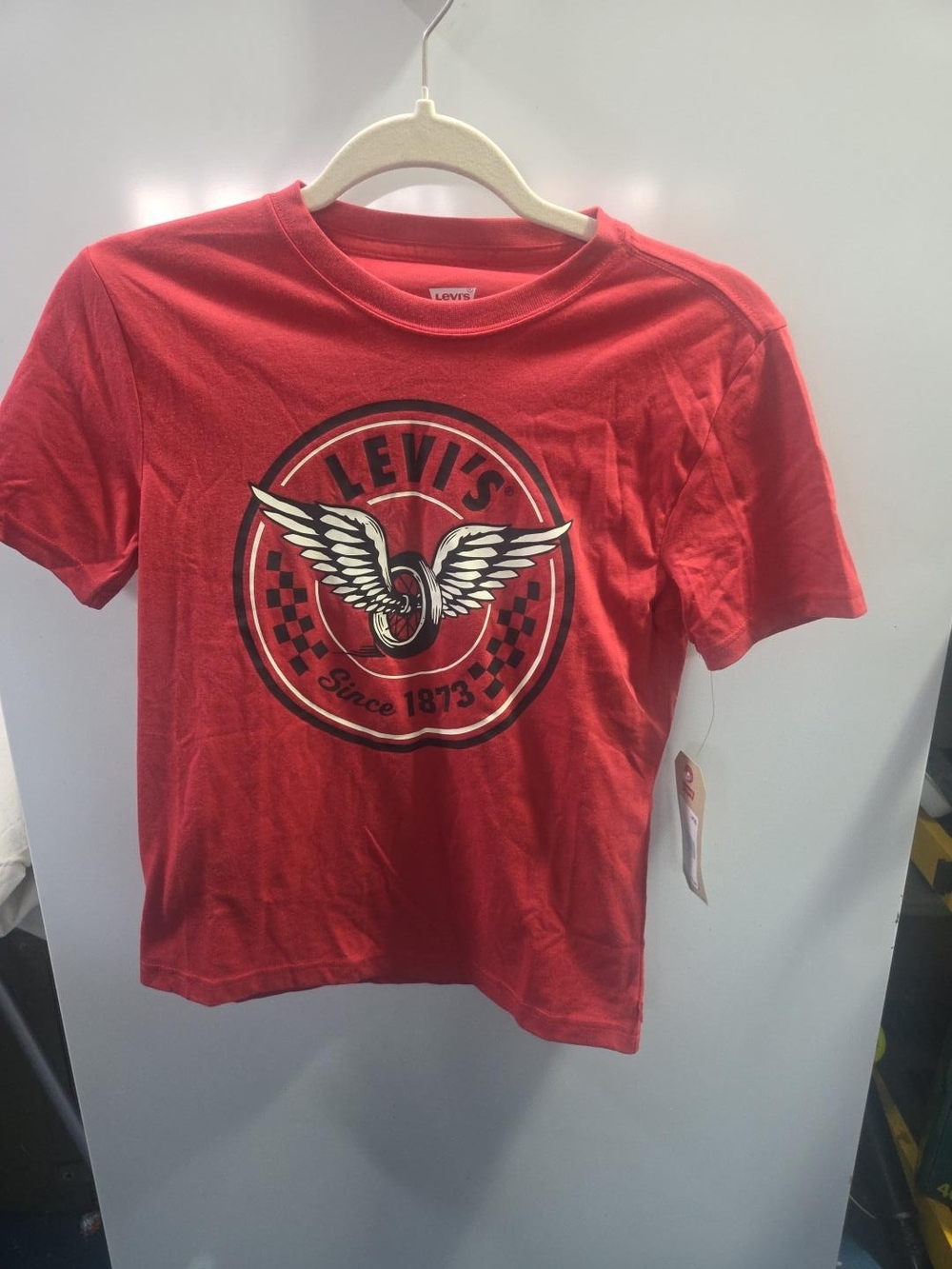Levi's Red Short-Sleeve Tee with Winged Wheel Graphic